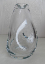 LISKEARD GLASS clear VASE with dimples Jim Dyer Cornwall impressed mark studio