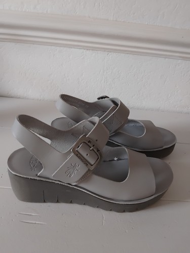 Fly london grey leather - london, wedge