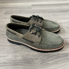 Sperry Boat Shoes Mens Size  UK11 M Green Suede Leather Vibram Sole NEW