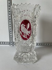Rare Hofbauer BYRDES Red Bird Lead Crystal Collection Sawtooth Rim Bud Vase