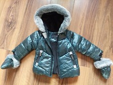 LOLA MAVERICK Blue Green padded COAT BABY 6-9 Months Used, Excellent Condition