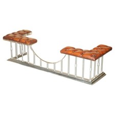 EXTRA LARGE 213CM WIDE VINTAGE CHROMED BROWN LEATHER CHESTERFIELD CLUB FENDER