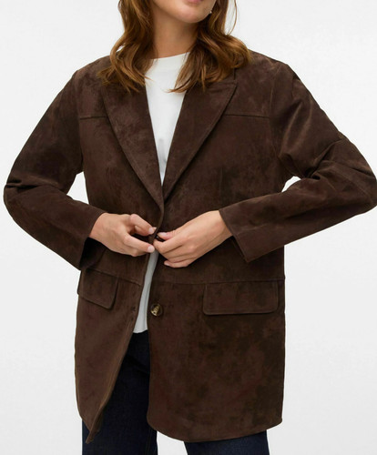 Dark brown suede leather - brown,