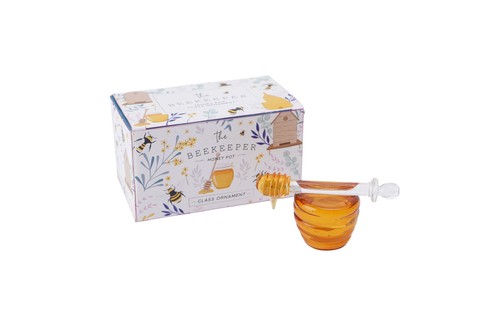 Glass honey pot ornament gift - honey,