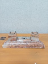 Antique Marble Desk Set with Ink Well and Pen Rest