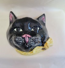 Babbacombe Pottery String Dispenser  Cat  Black With Yellow  Bow