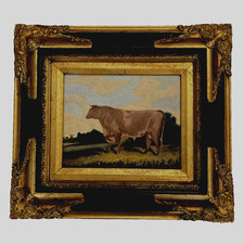 Framed antique naive style oil