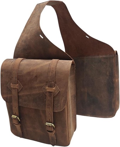 Leather horse saddle bag - horse,