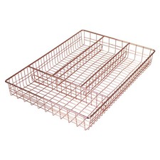 Cutlery Tray Copper Metal Wire Utensils Holder Drawer Kitchen Storage Organiser
