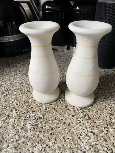 Pair vintage marble candle - pair,