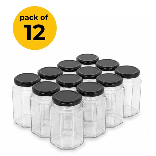 385ml hexagonal glass jar - 385ml,