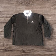 Guinness Black Long Sleeve Rugby Polo Shirt Men's 2XL Heavy Cotton Rubber Button