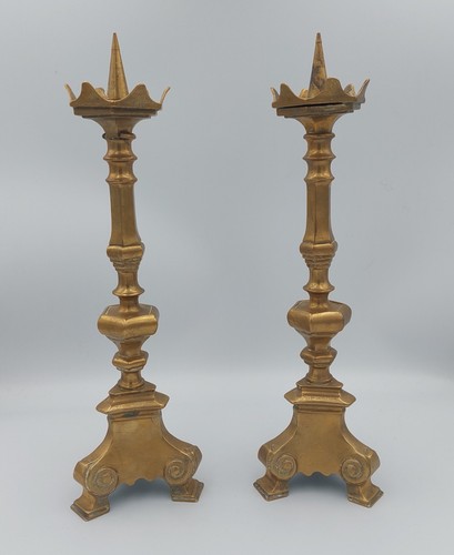Antique pair brass - pair, candle
