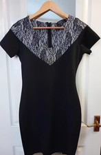 Black PussycatLace Pencil Dress Size 14 Black , Short Sleeves