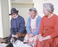 126 Slide - Three Interesting Older Ladies & Dog Outside Beach Hut, 1969