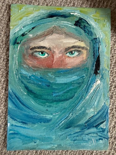 Original art girl head - original, in