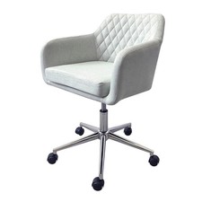 Office Chair Light Grey Linen Effect Swivel Modern (H)875mm (W)610mm (D)600mm
