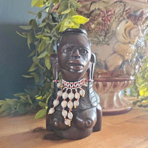 African carved wooden female - wooden,