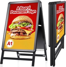 A-Board Pavement Sign For Auction Black Aluminum Frame A1 Double Side Display