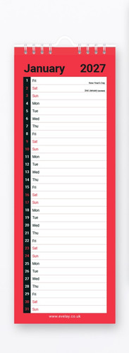 2027 slim month view spiral - month,