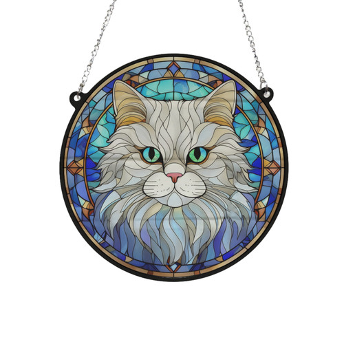 Cat persian stained glass - cat,