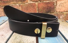 Black Leather Press Stud Snap Belt Choice of Widths Handmade 100% Real Leather