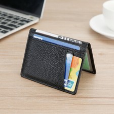 Genuine Leather Slim Driver License Card Holder Credit Card Business Portable