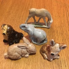 Wade Of England 5 Porcelain WADE WHIMSIES Elephant Terrier Rabbit Deer Horse