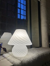 1970s Italian Murano Glass Table Lamp Vintage Swirl Mushroom 