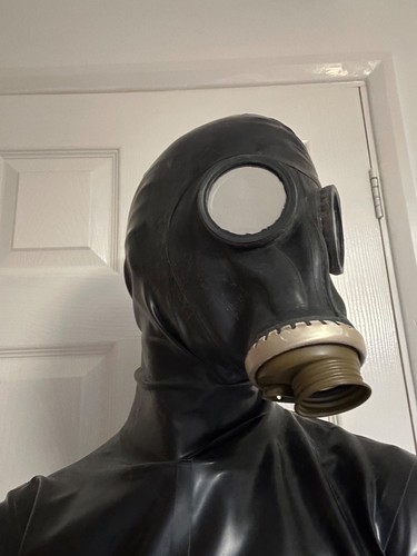Black latex open face - , hood