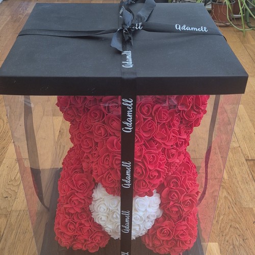 Adamell red rose teddy bear - red,