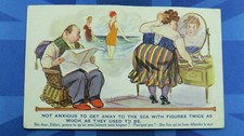 Saucy Fred Spurgin ? Comic Postcard 1910's Corset Girdle BBW Fat Lady Theme