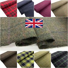 British Wool Fabric Luxury Plaid Check and Plain Winter Coat for Dressmaking