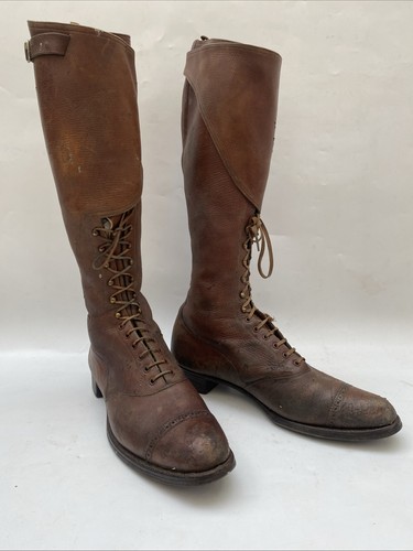 Antique leather boots - leather,