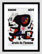ADVERT CHARITY UNESCO JOAN MIRO ABSTRACT RIGHTS MAN FRAMED ART PRINT B12X4347