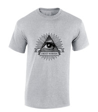 TRUST NOBODY MENS T SHIRT ILLUMINATI MASONIC SYMBOL CONSPIRACY FASHION TOP