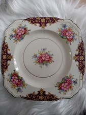 Floral Vintage Plate, It Is Square With Curved Corners. Made By J. Fryer & Son.