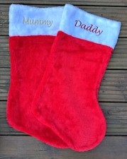 Personalised Embroidered Christmas Luxury Red Jumbo Stocking 60cm x 26cm