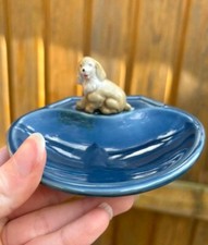 Wade Whimsies Whimtrays Trinket Blue Dish Dog Porcelain England Ireland Vtg Rare