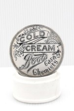 VINTAGE c1900s BOOTS CASH CHEMISTS (NOTTINGHAM) COLD CREAM POT LID POTLID & BASE