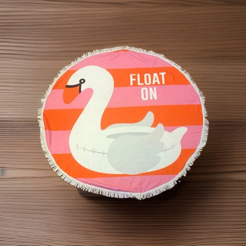 Round fringed swan striped - fringed,