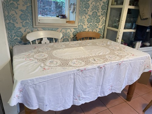 Vintage embroidered tablecloth - vintage,