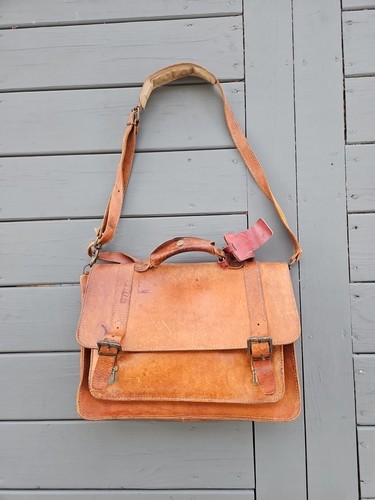 Vintage old leather large bag - vintage,