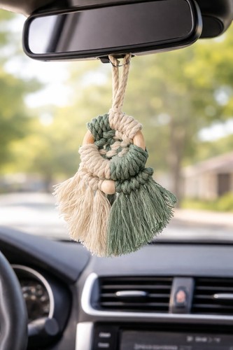 Boho macrame rearview mirror - boho,