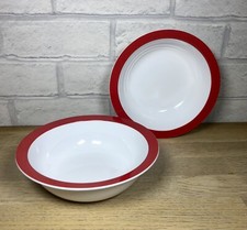 Mepal Rosti Melamine Bowls Red & White Picnic Camping x 2
