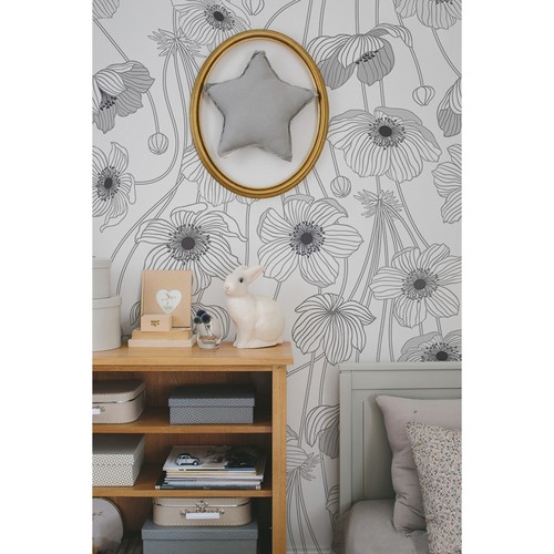 Removable wallpaper poppies - removable,
