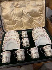 Aynsley Silver Coffee Cans and Saucers
