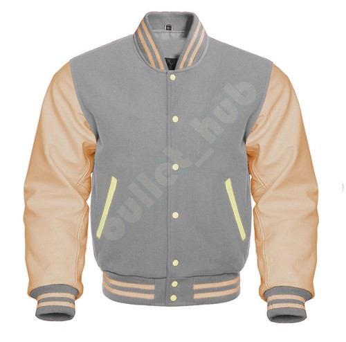 Varsity letterman bomber cream - varsity,