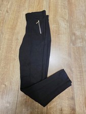 Per Una M&S Ladies Black Gold Zip Stretch Trousers Uk Size 10 Short Used