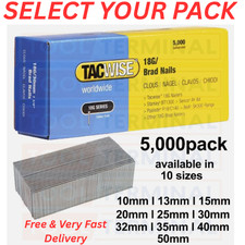 Tacwise 18G Gauge Brad Nails 10,13,15,20,25,30,32,35,40,50mm For Air Nail Gun